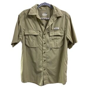 Gander Mountain Men Vented Shirt Guide Series Button Down Tan 100% Nylon/Poly M